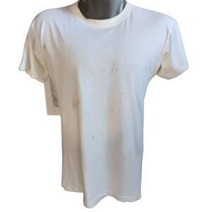 Single Stitch T-shirt Medium Vintage Trashed White Crew Neck 1980's Plain